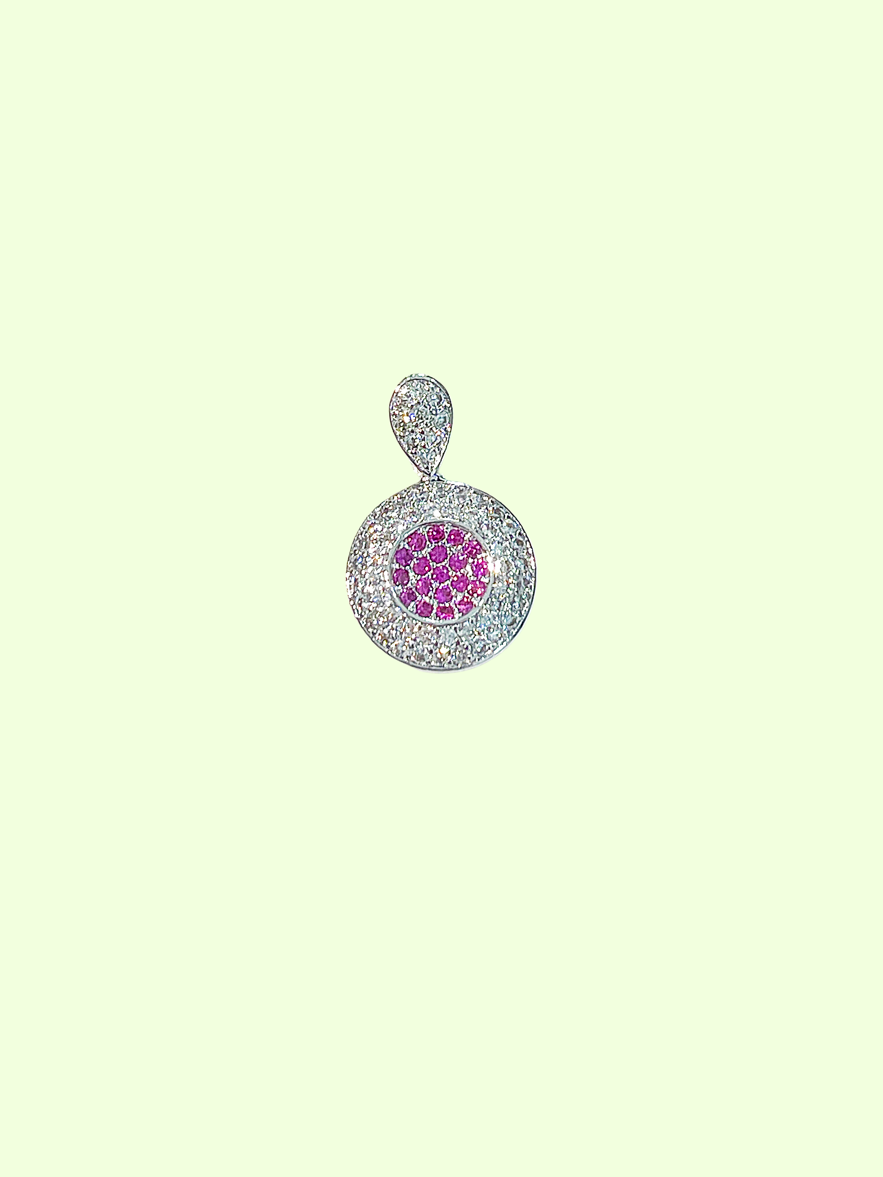 Elegant Round Pendant with Pink Gemstones