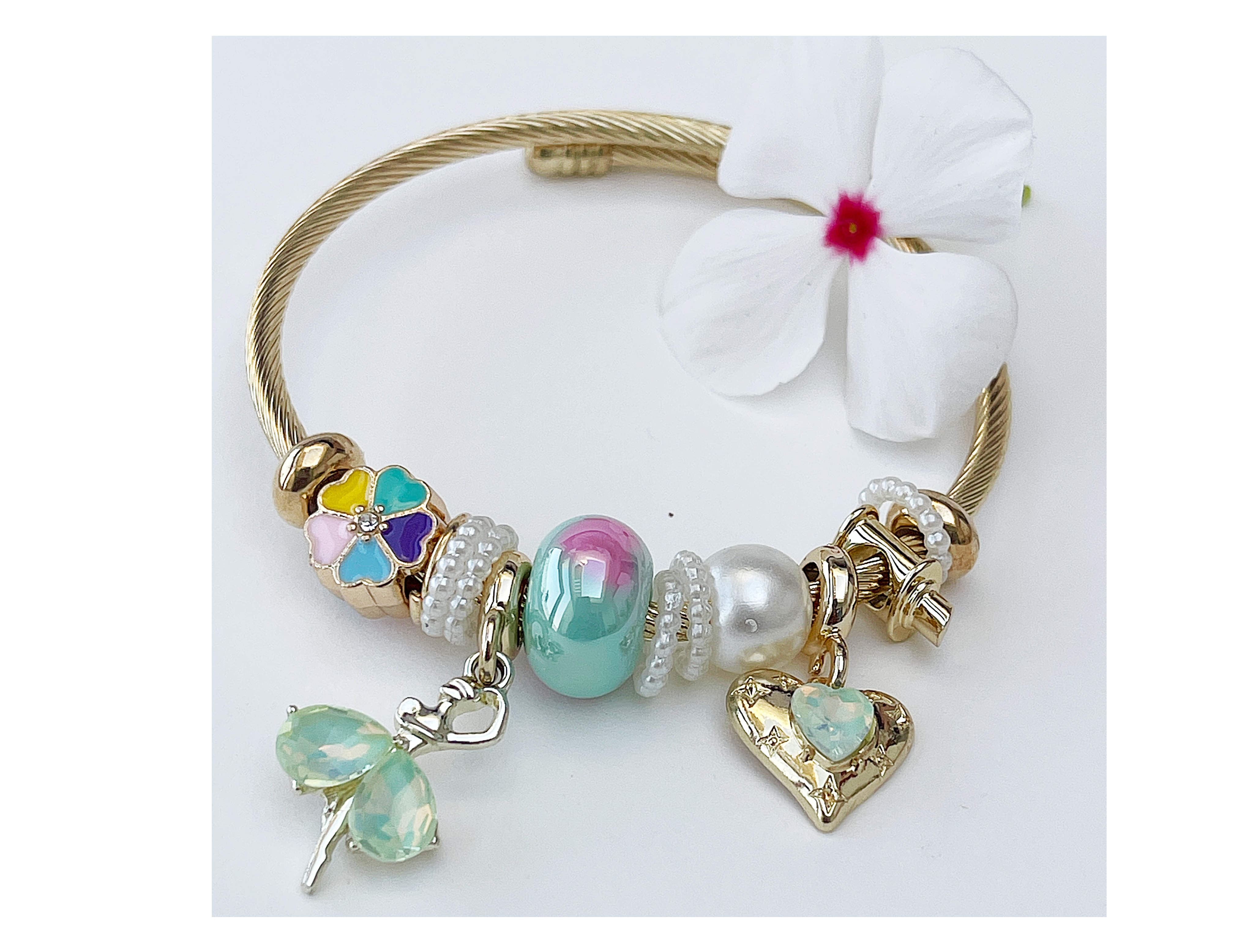 Stainless Steel Metal Doll Beads Teen Girl Bracelet 
