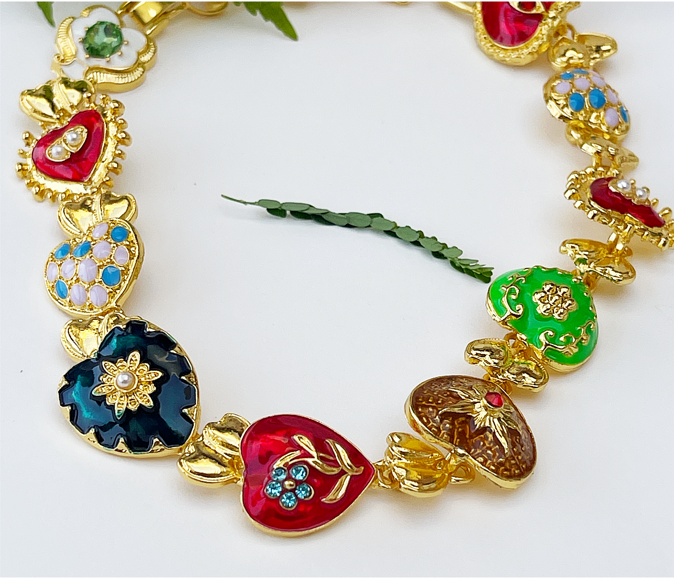 Vintage Style Choker Leaves Heart Shape Flower Alloy Plating Women's Necklace