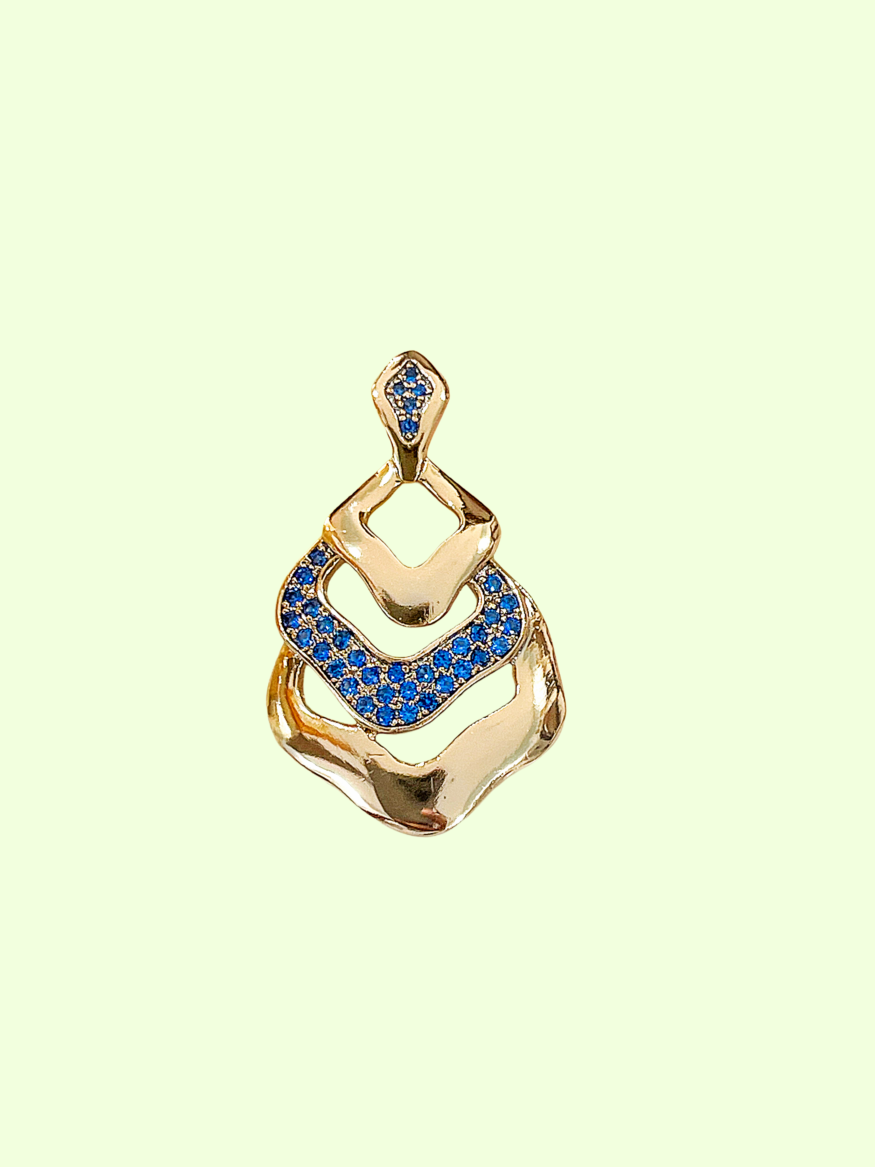 Gold Pendant with Blue Gemstones