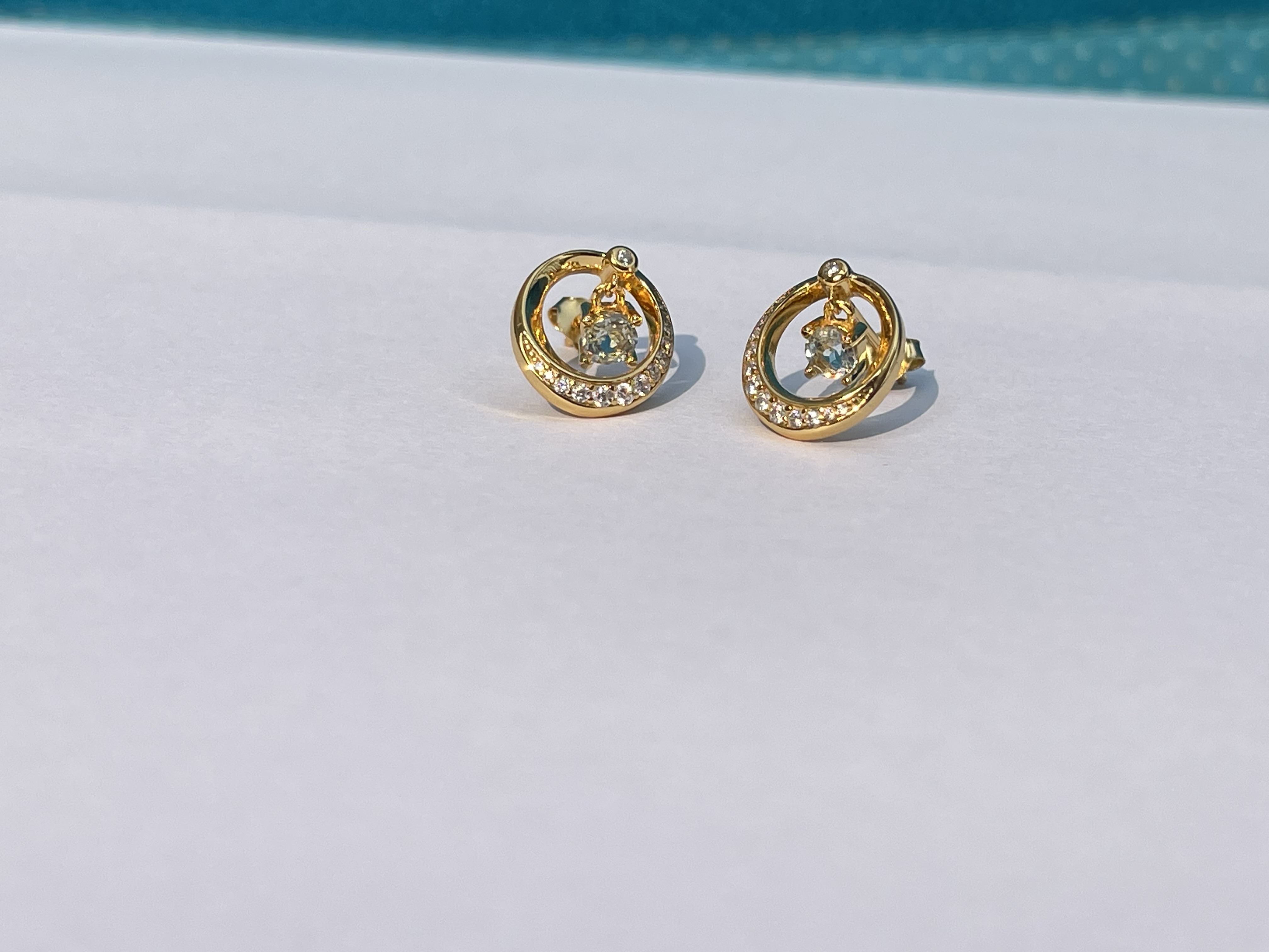 S925 Sterling Silver Gold-plated Crystal Earrings with Topaz