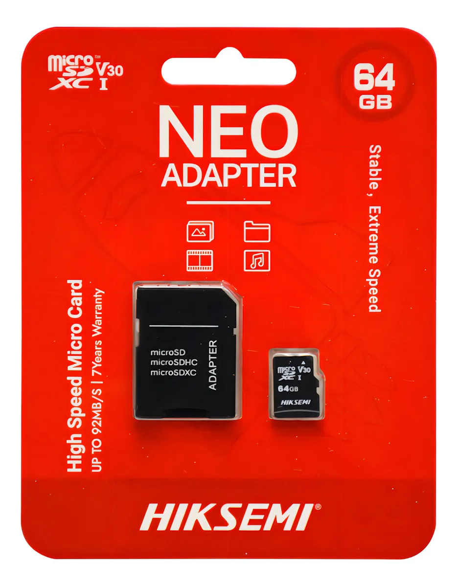 Tarjeta microSD HIKSEMI 64GB con adaptador