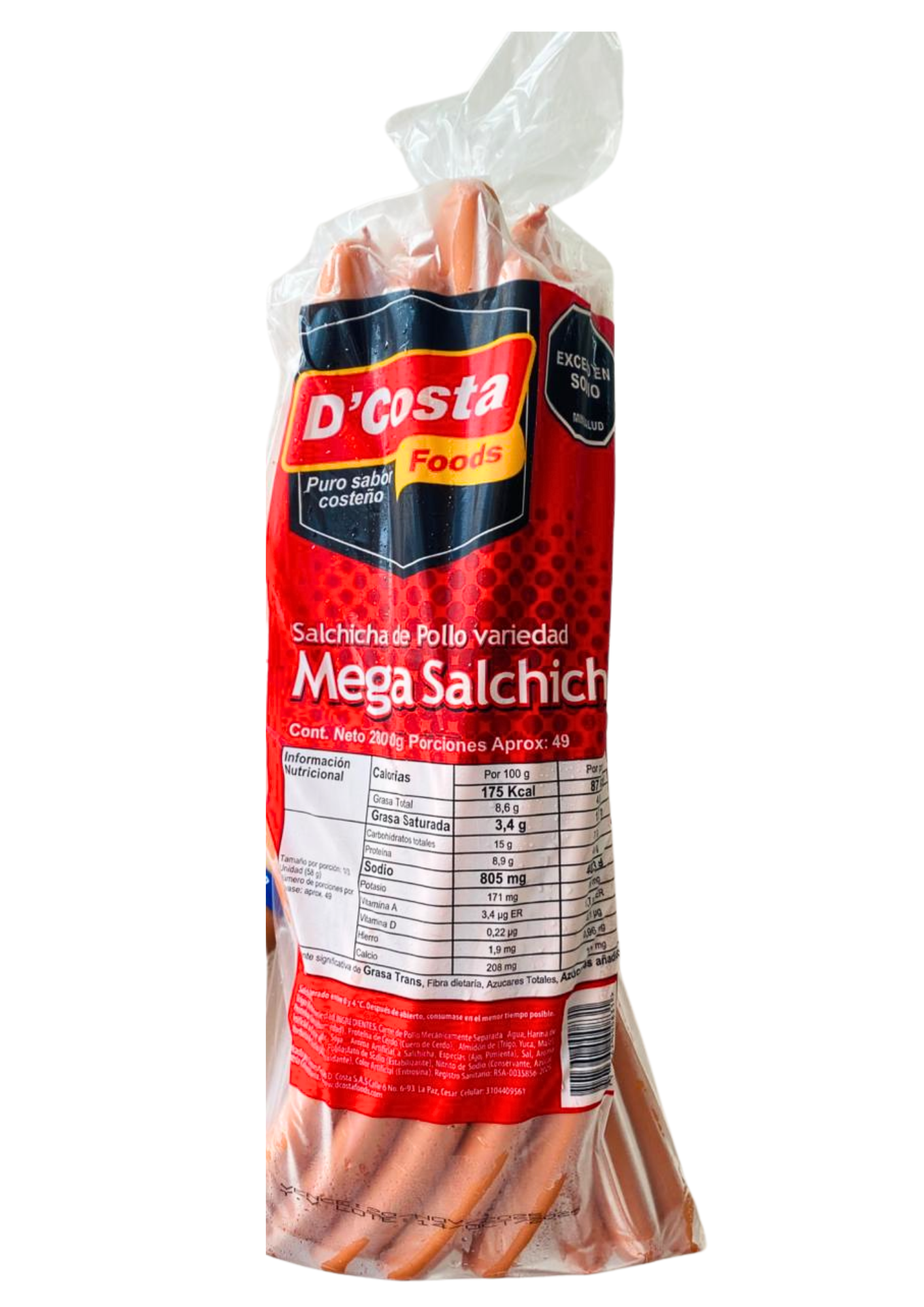 SALCHICHA  MANGUERA MEGA 2.8Kg D'COSTA
