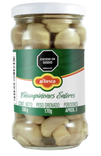Champiñones enteros alfresco x 280gr