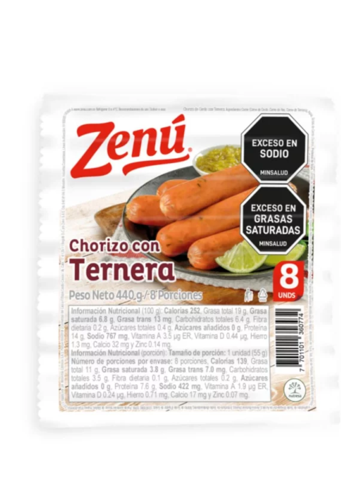 CHORIZO CON TERNERA * 440gr ZENU