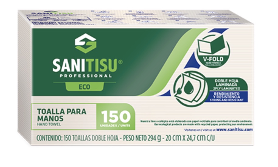 TOALLA SANIT V-FOLD *150hj NAT