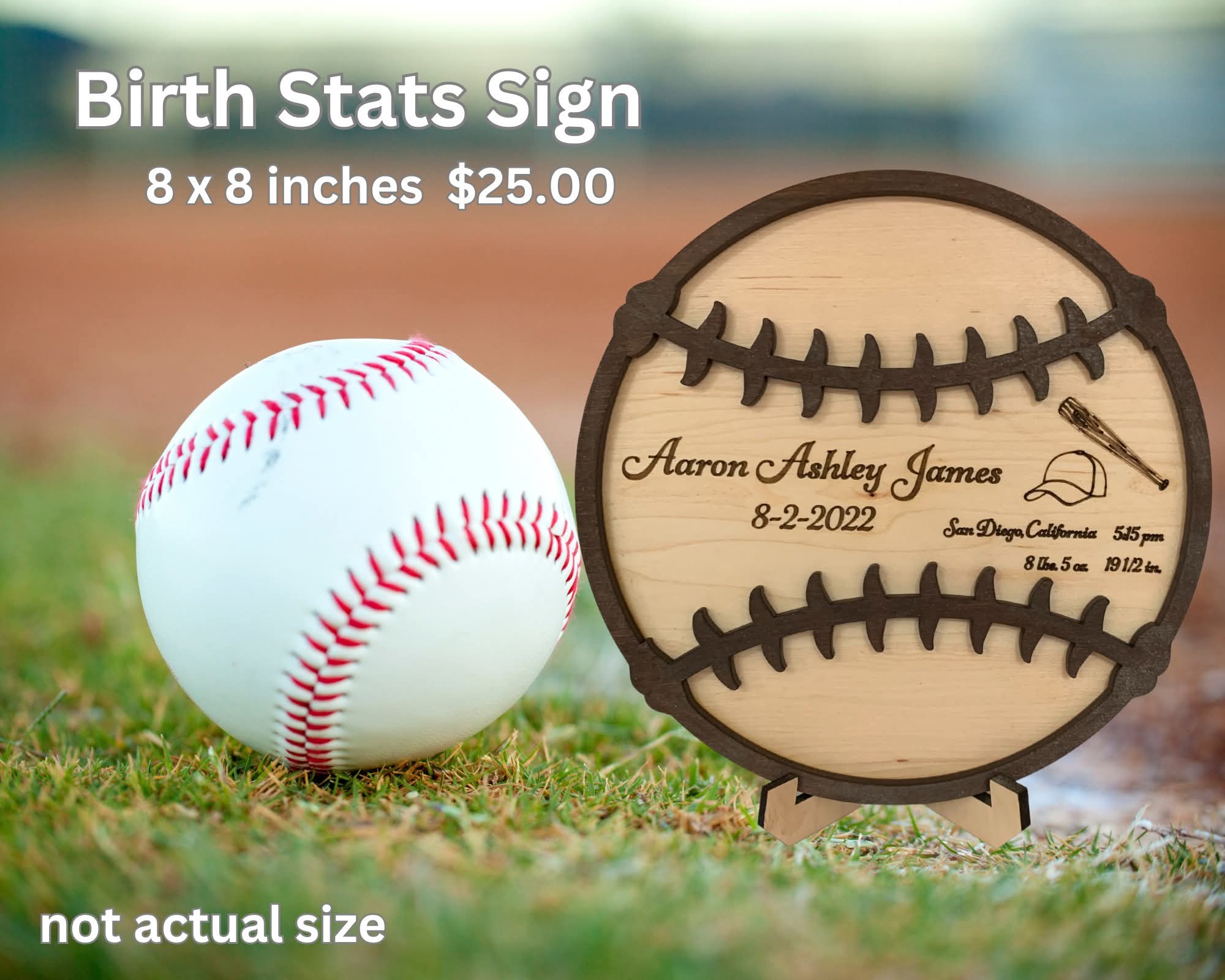 Baseball Birth Stats Sign