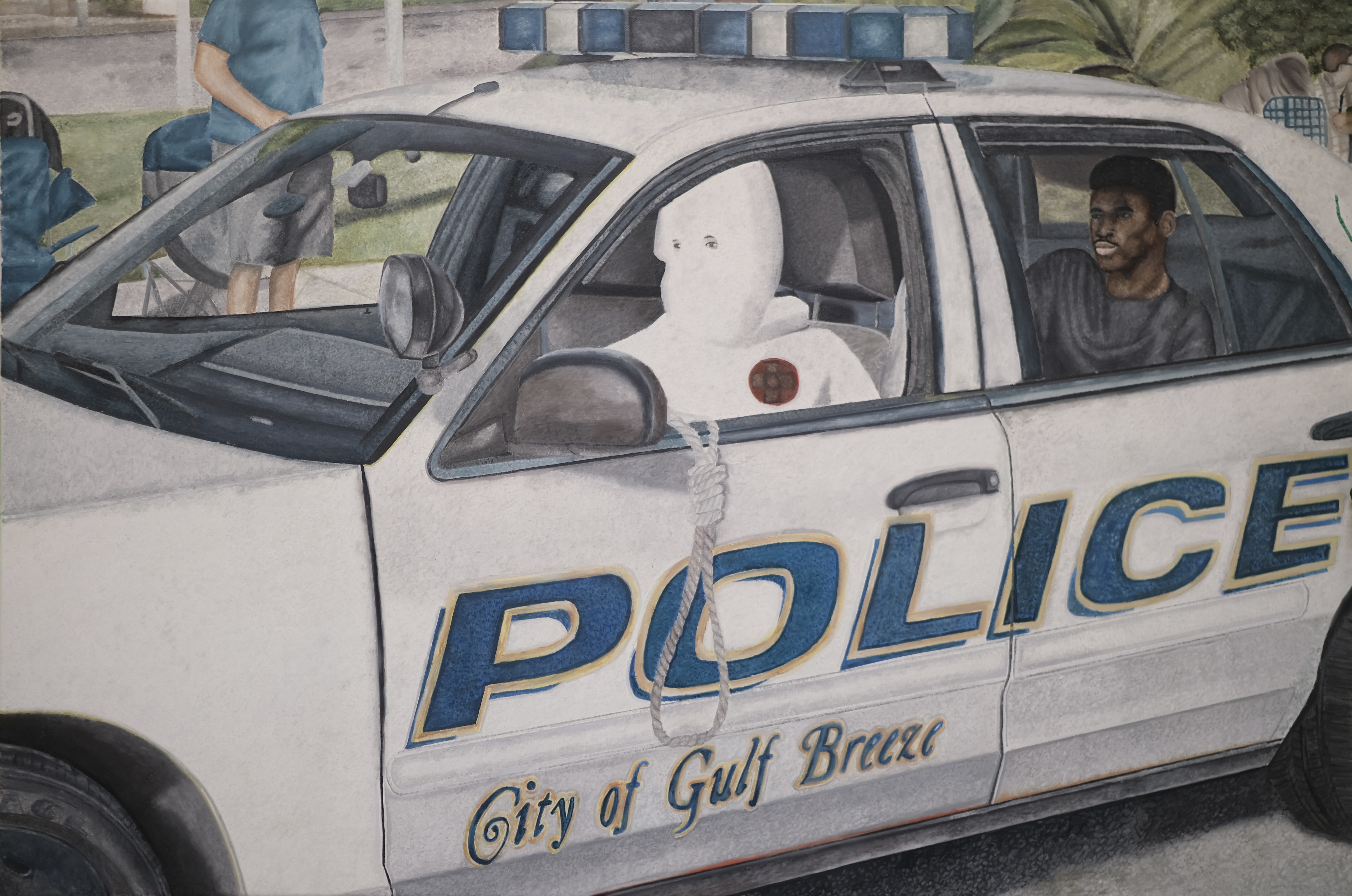 White Hood Blue Uniform