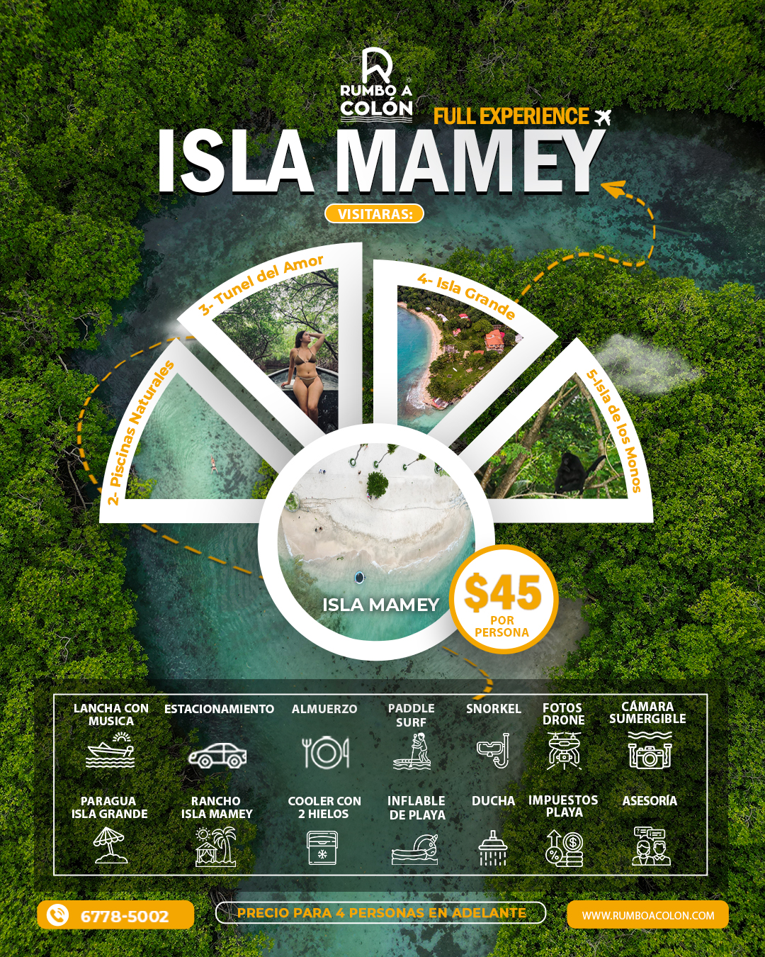 Pasadía full experience: ISLA MAMEY