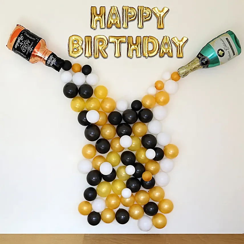 Birthday Balloon Champagne Wall Decoration