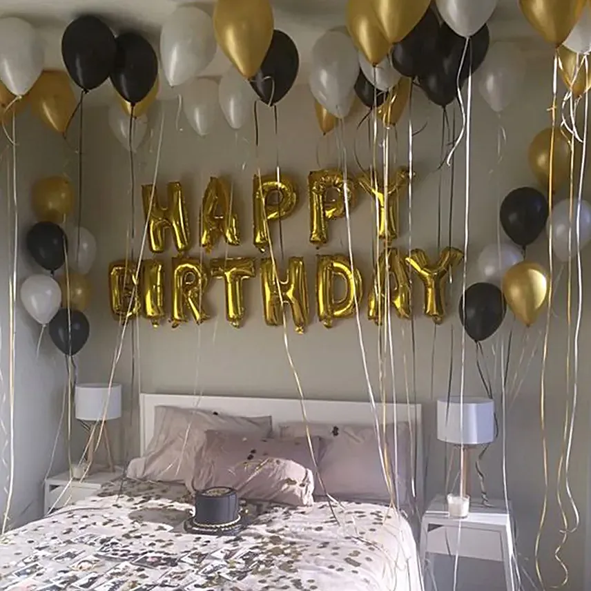 Gold 'Happy Birthday' Balloon Set