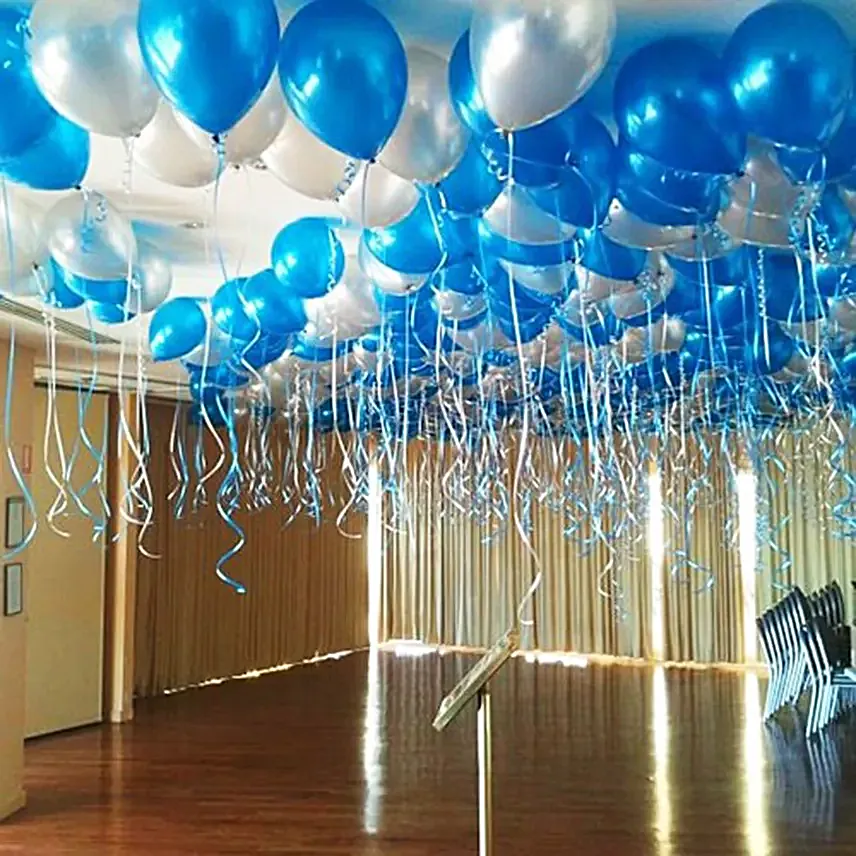 Blue and Silver Balloons Decor