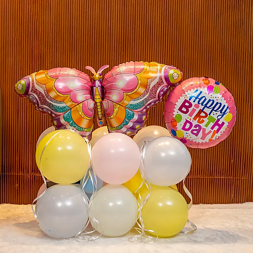 Happy Birthday Butterfly Balloon Arrangement
