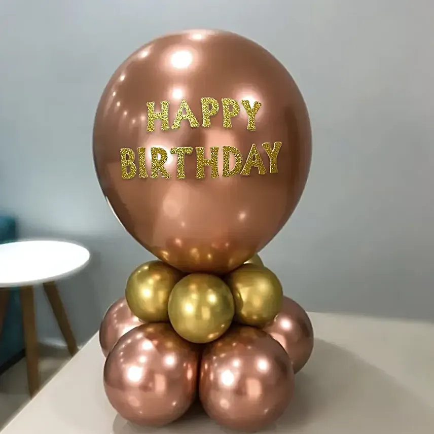 Happy Birthday Chrome Balloon Set-Rose Gold
