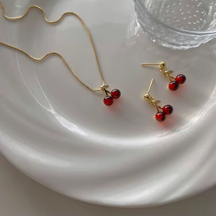 Cherry Pendant Jewelry Set