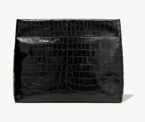 Mini Jerry Clutch Black Crocodile-Embossed Leather Clutch