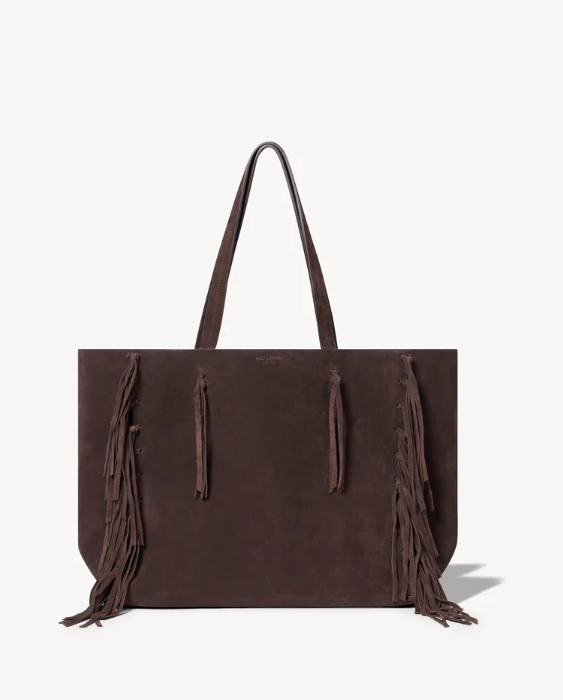 Joni Brown Suede Fringe Tote Bag