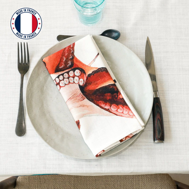 Serviette de table en coton : Poulpe