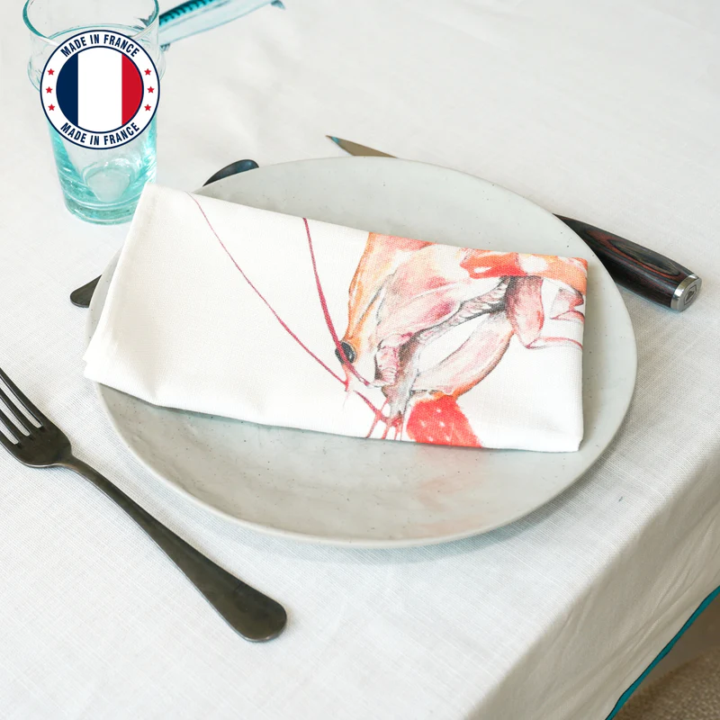 Serviette de table en coton : Langoustine