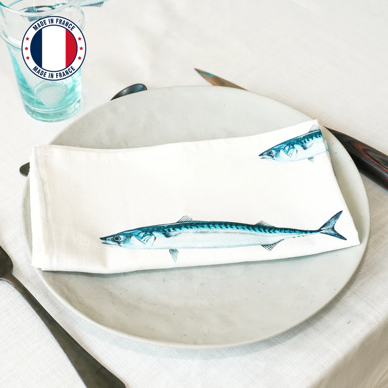 Serviette de table en coton : Maquereau