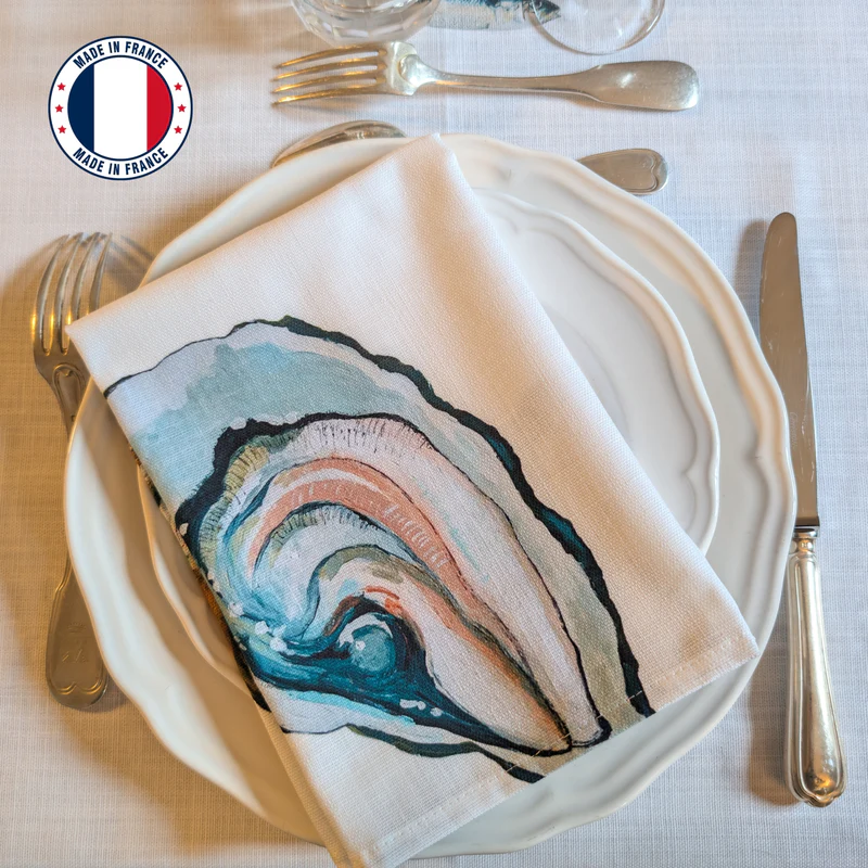 Serviette de table en coton : Huitre
