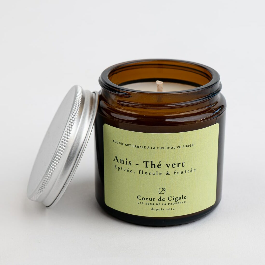 Bougie parfumée Anis et thé vert – cire d’olive - Made in France