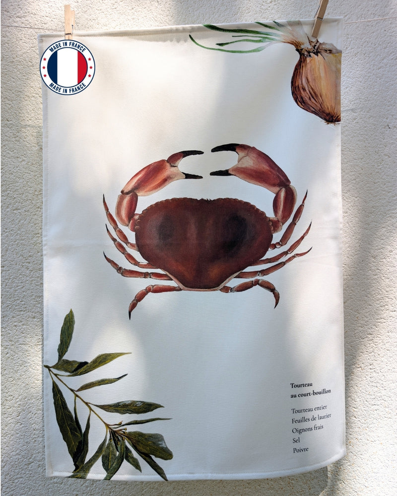 Torchon 100% coton : Le Tourteau au Court Bouillon