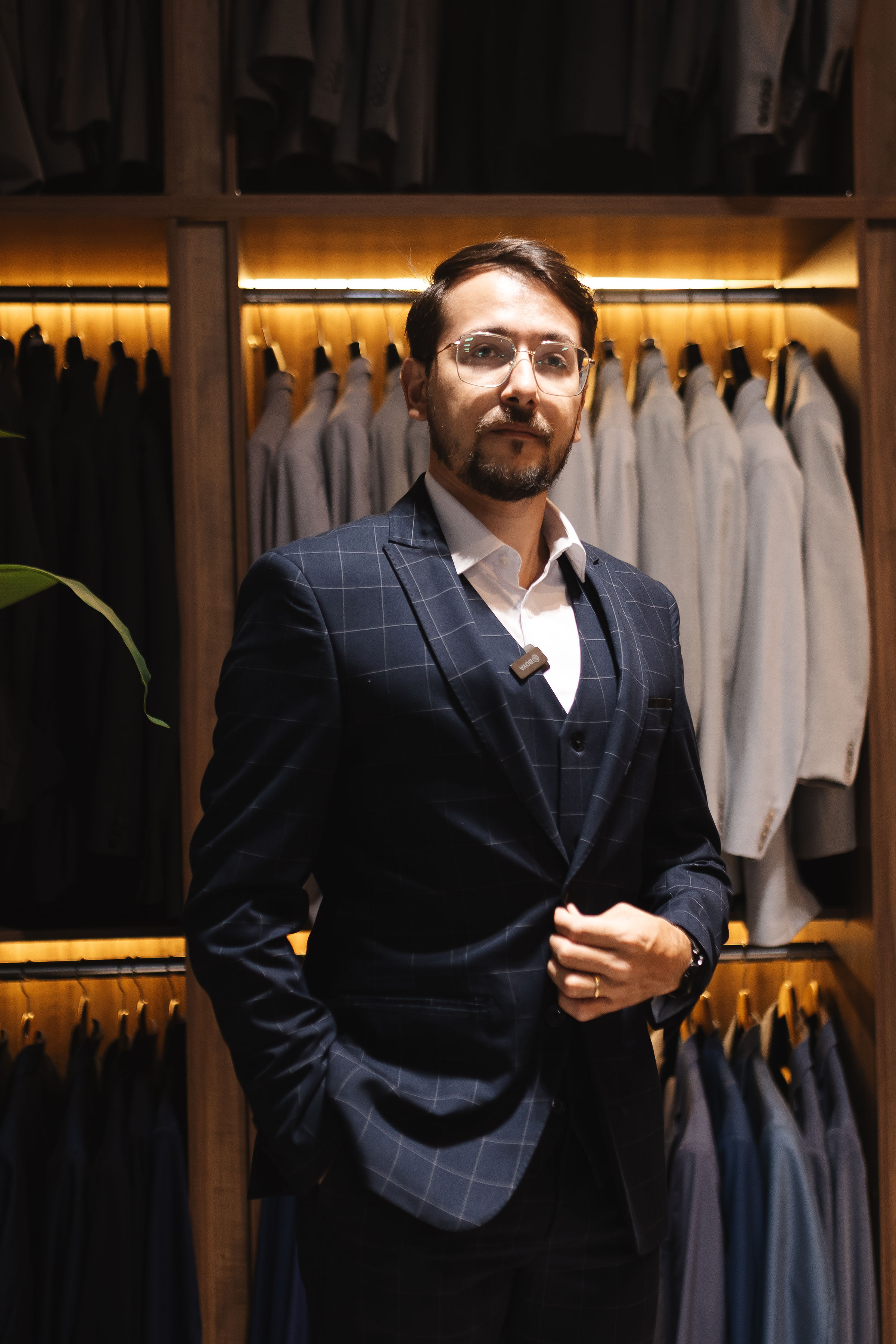 Terno masculino xadrez azul