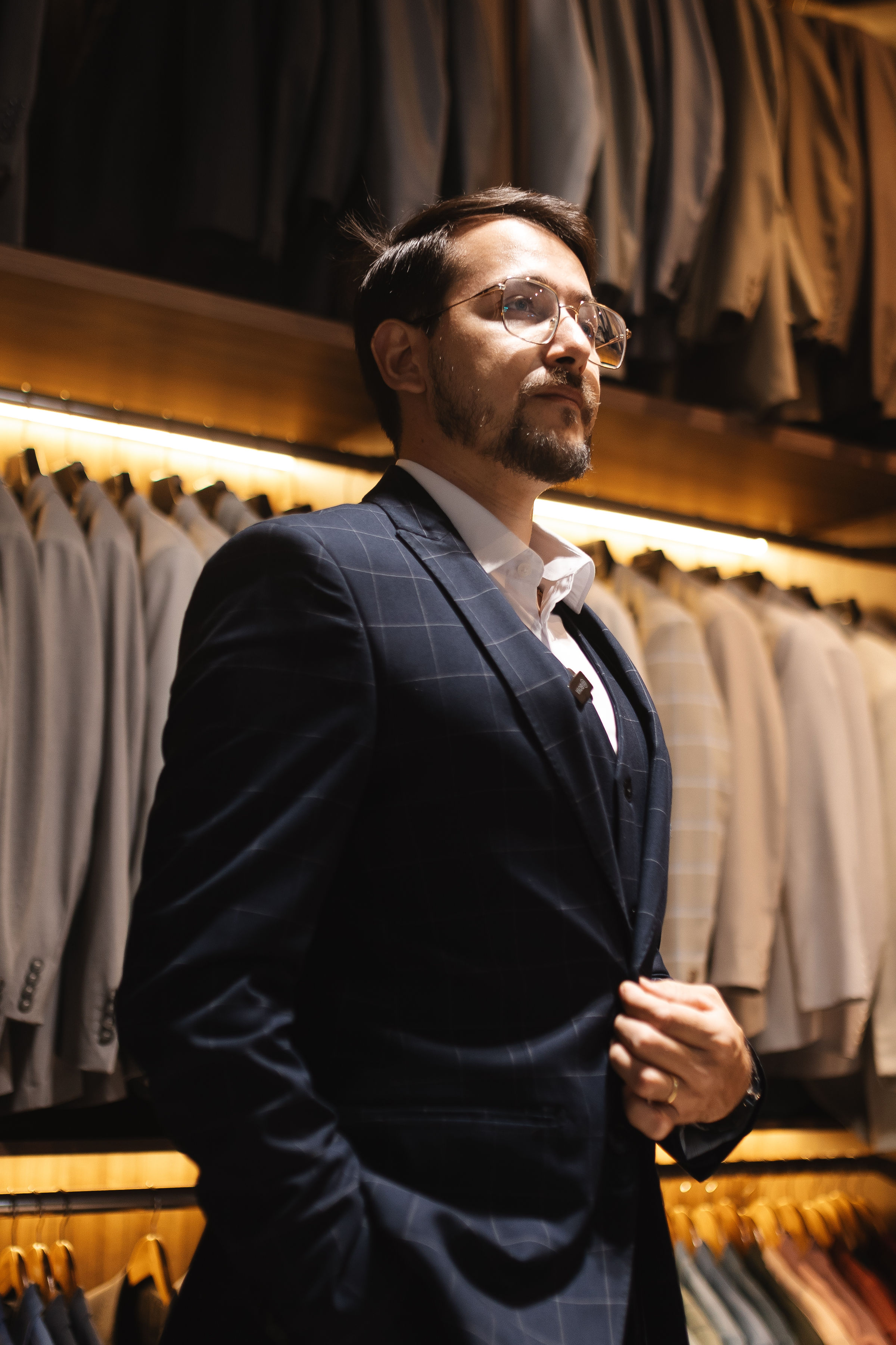 Terno masculino xadrez azul