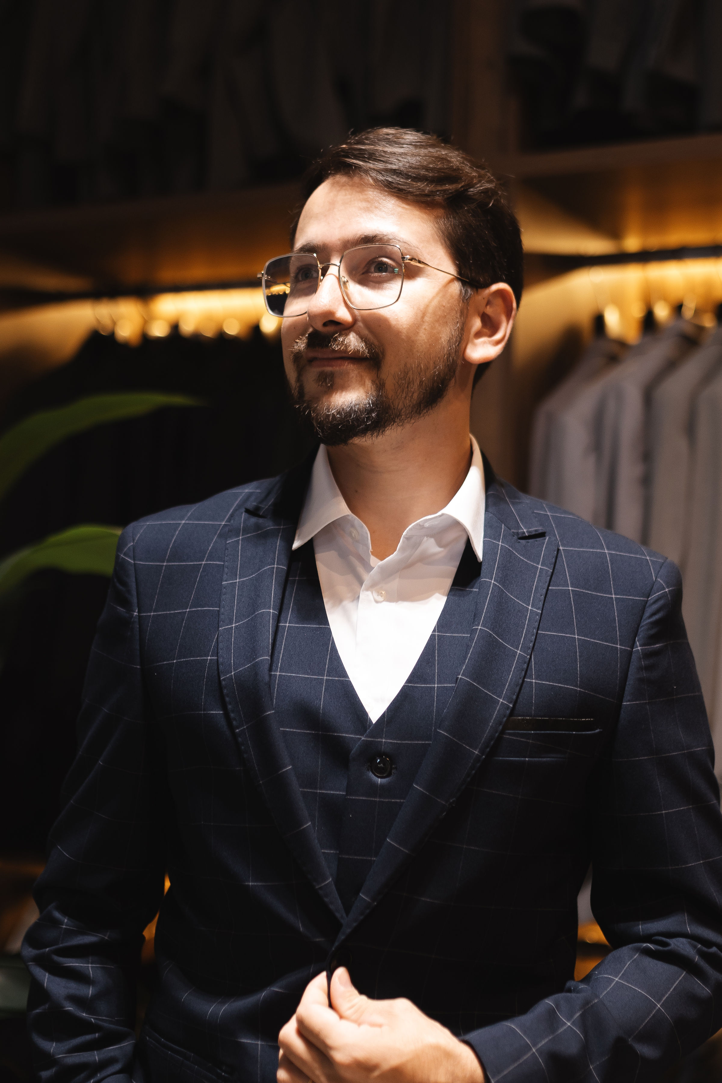 Terno masculino xadrez azul