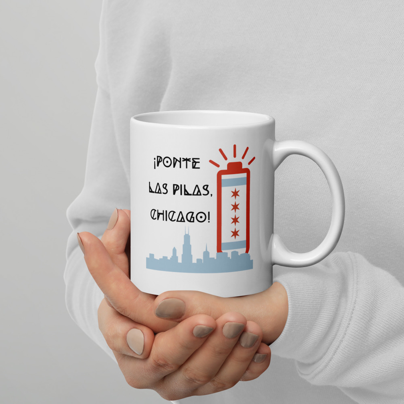 White glossy mug - Ponte las Pilas, Chicago
