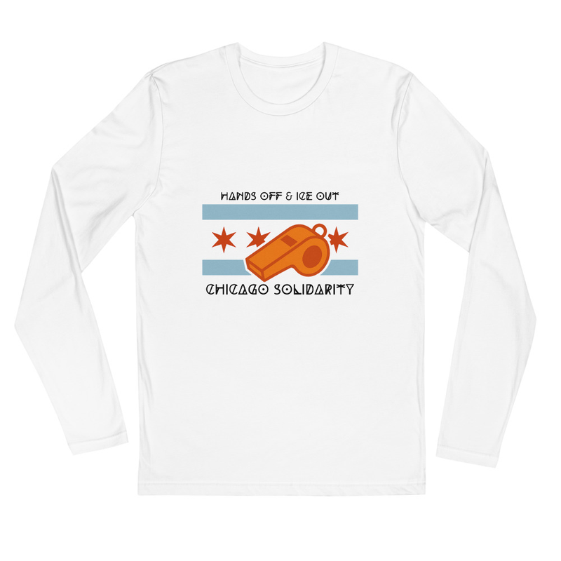 Long Sleeve Fitted Crew - Hands Off & Ice Out Chicago Solidarity