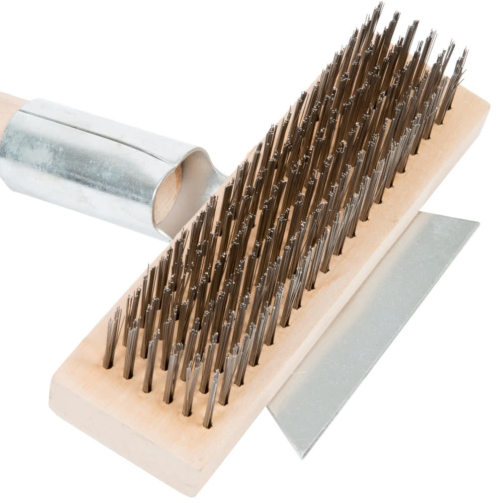 Cepillo de alambre para parrilla con raspador