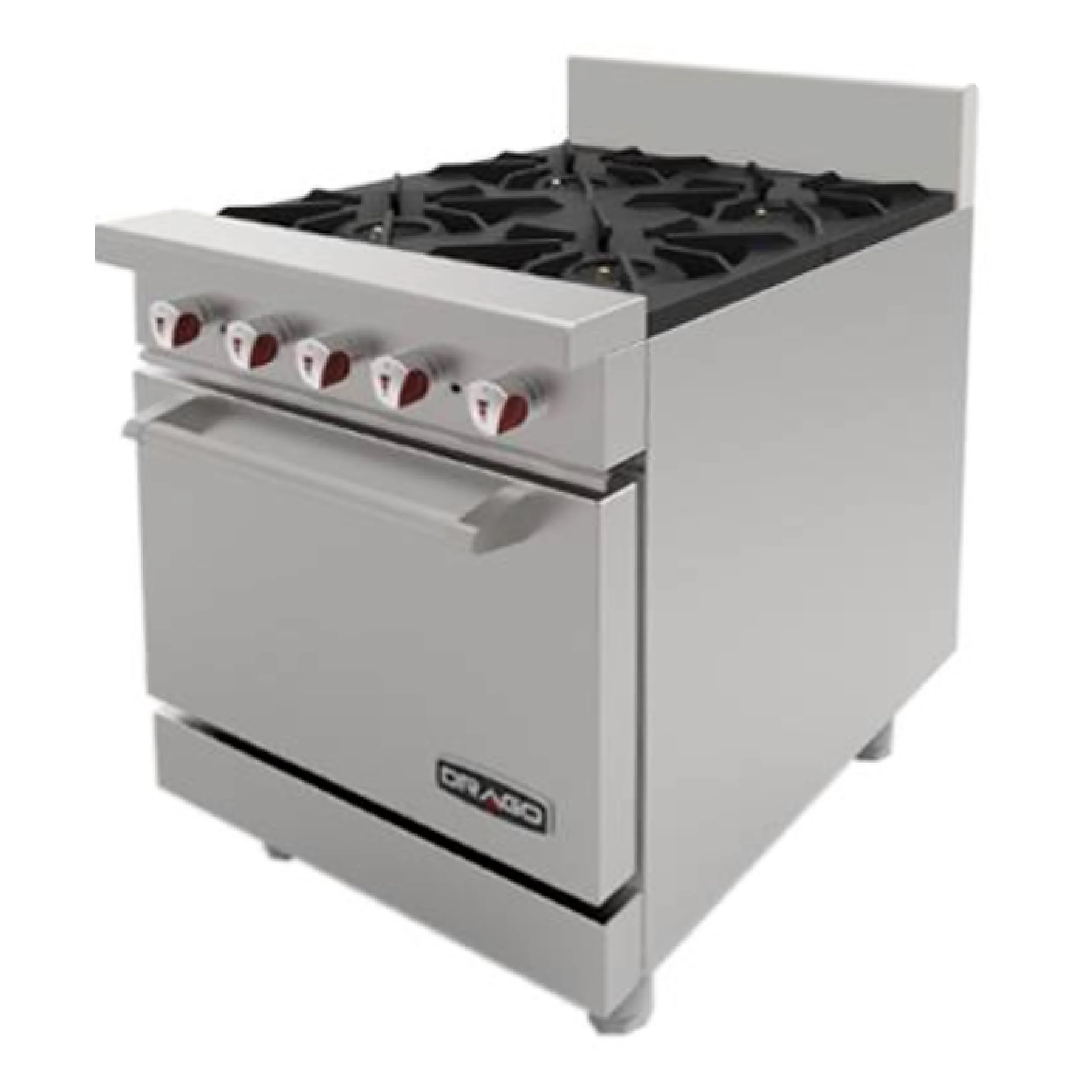 Estufa industrial de gas cuatro quemadores con horno