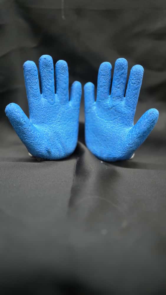 Guante Japones con Látex Corrugado tipo Pistola Azul