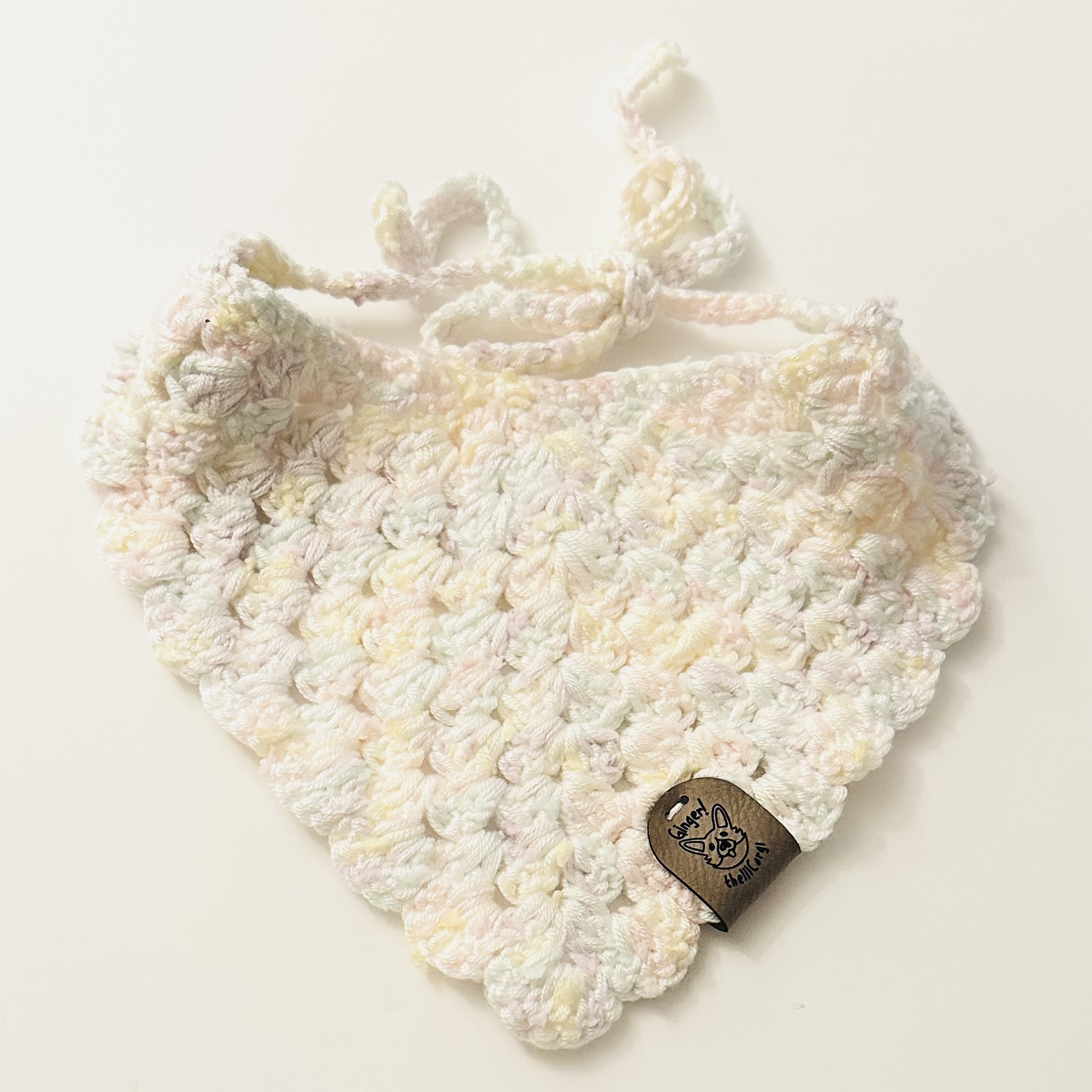 Handmade Crochet Dog Bandana (WHITE)