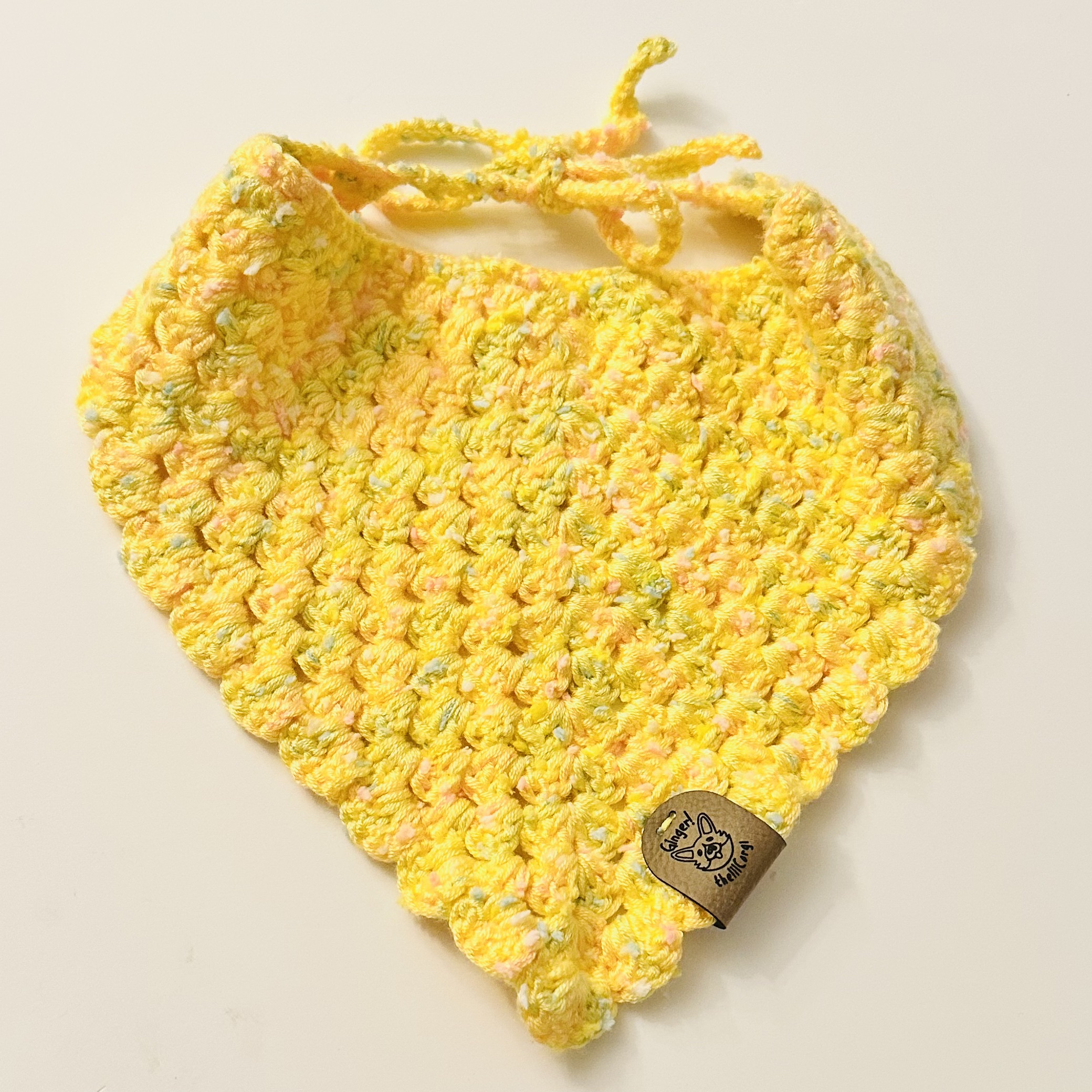Handmade Crochet Dog Bandana (YELLOW)