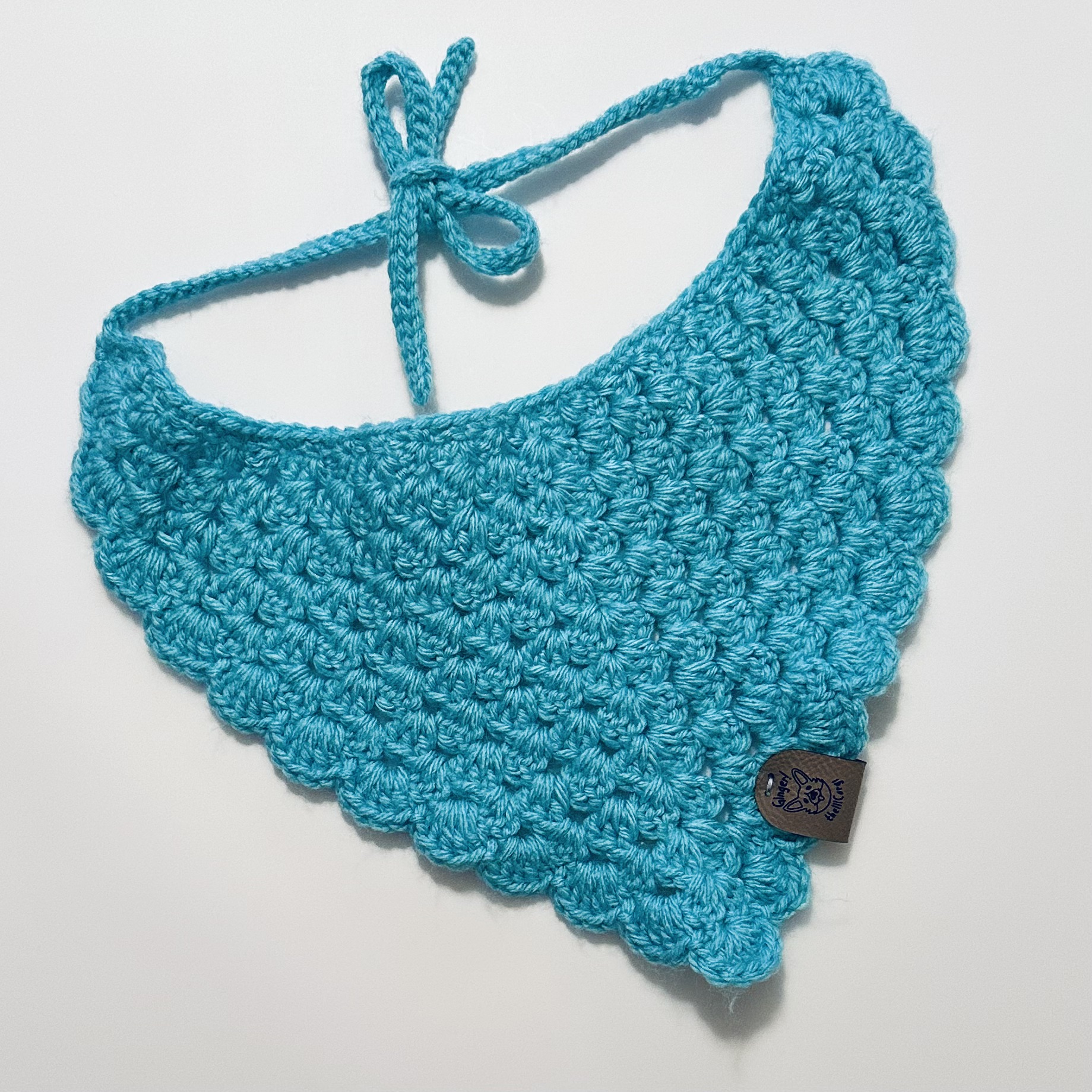 Handmade Crochet Dog Bandana (TEAL)