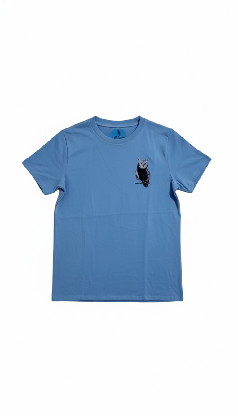 Camiseta azul con estampado de Búho