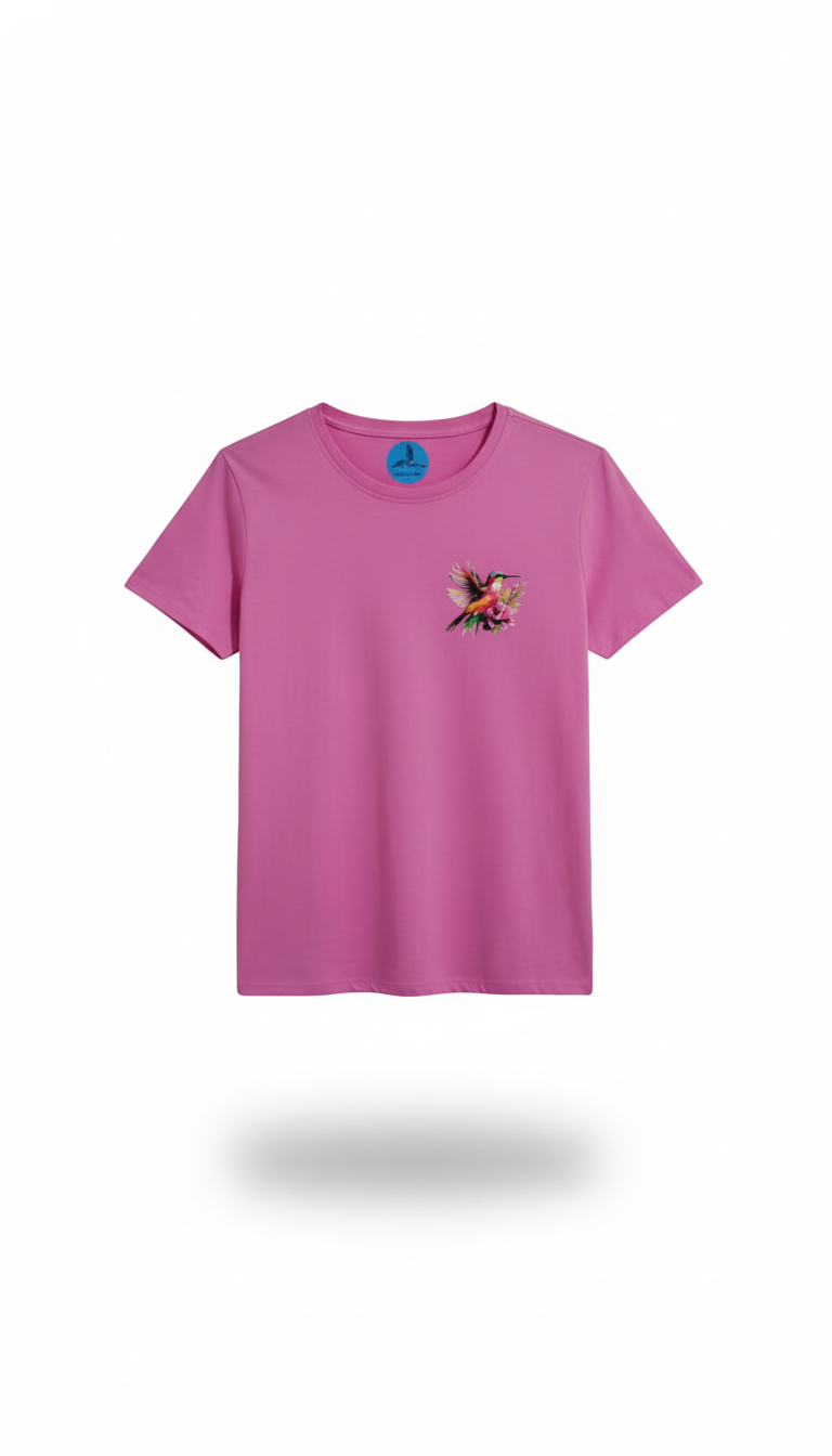 Camiseta rosa con estampado floral