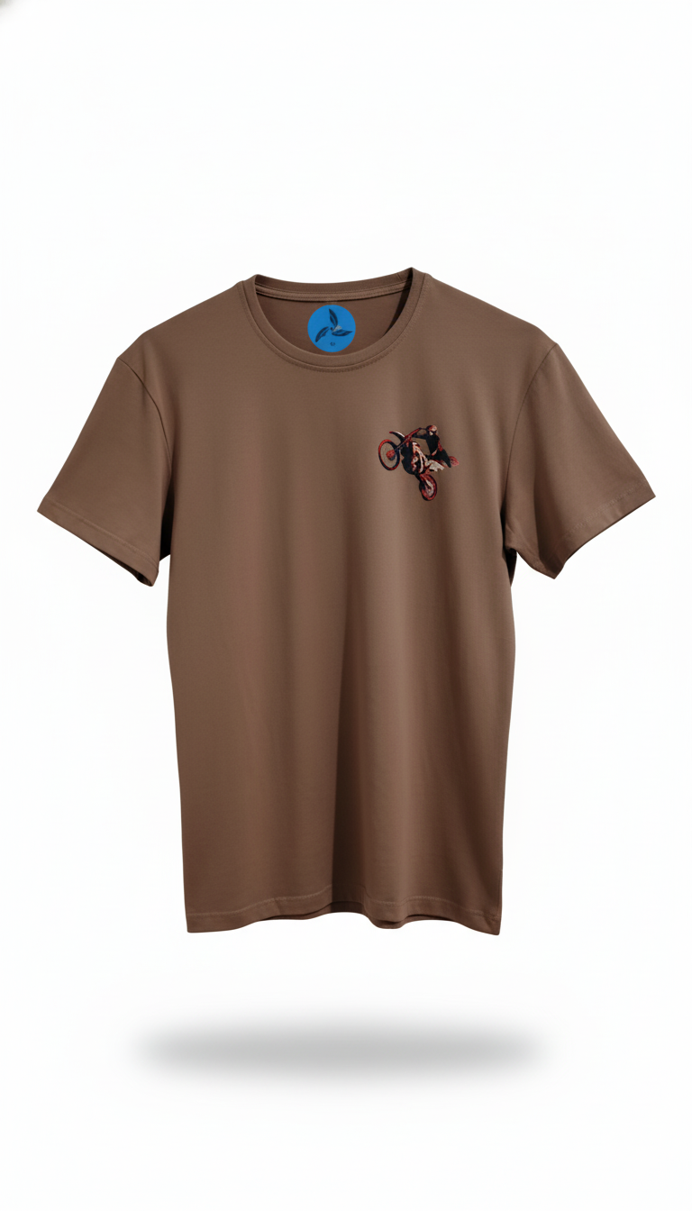 Camiseta marrón de motociclismo