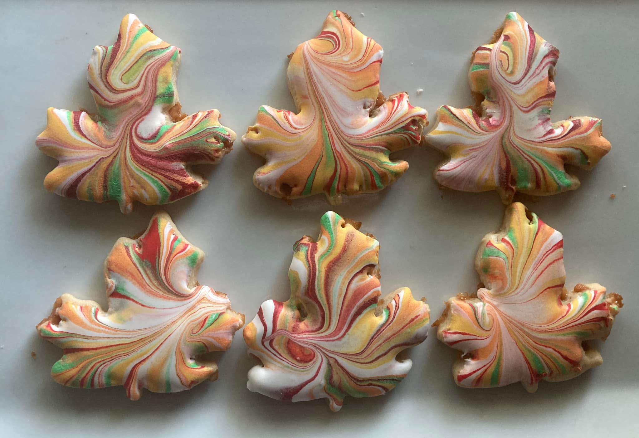 Marbled Autumn Leaf Cookies