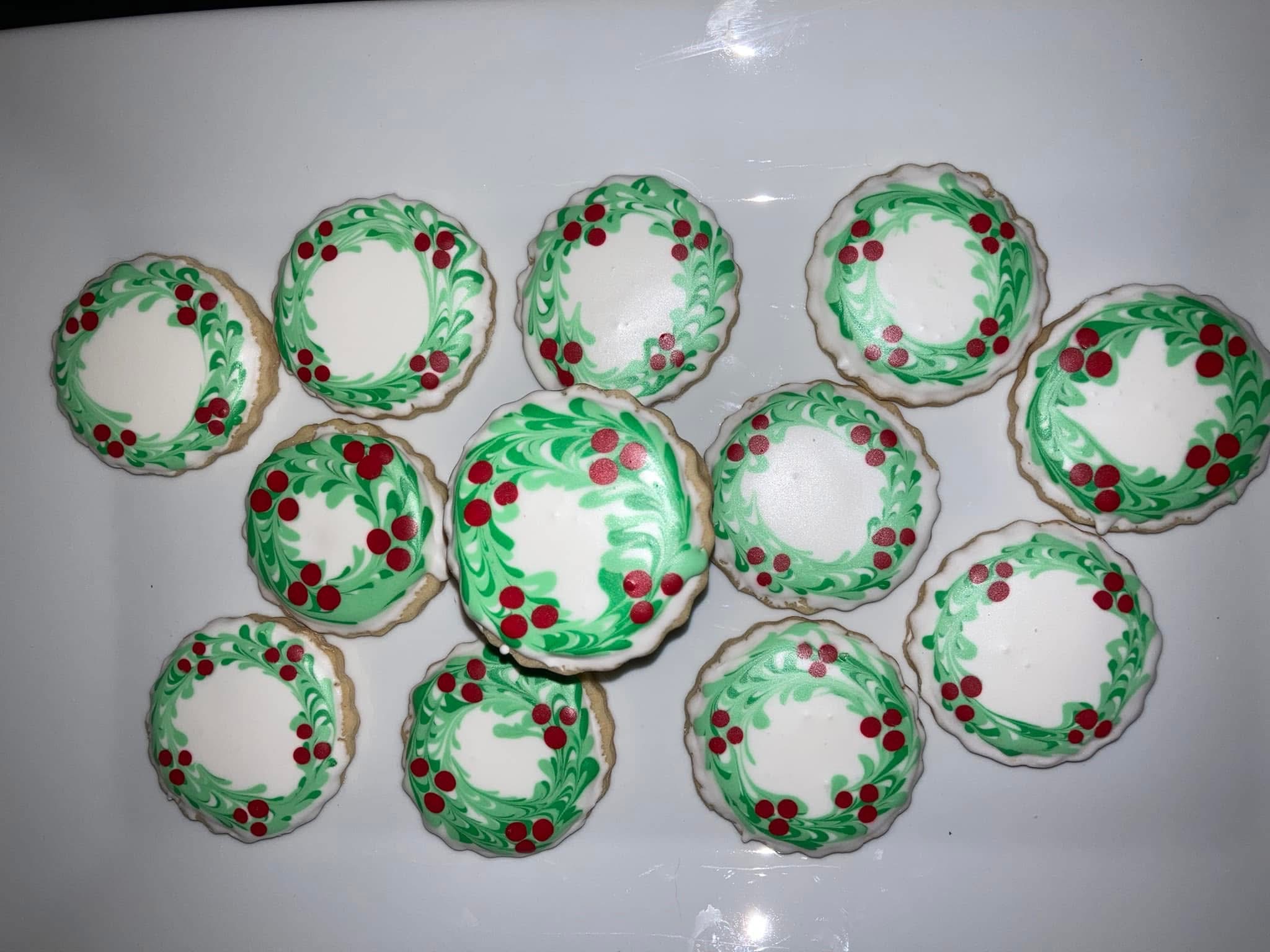 Christmas Wreath Sugar Cookies