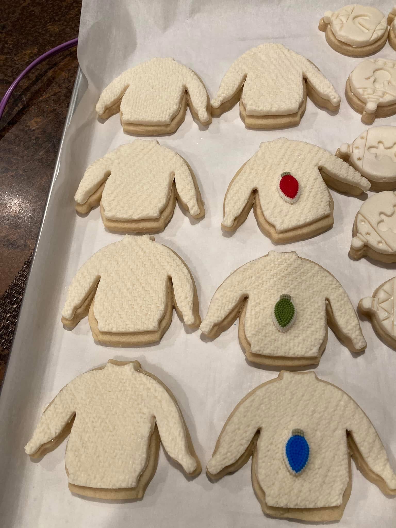 Sweater-shaped holiday cookies