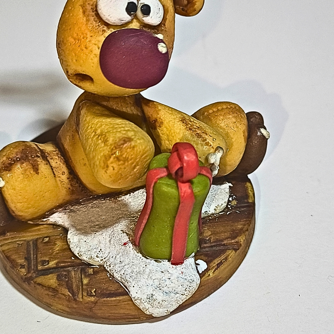 Portafoto artesanal Reno con regalo verde