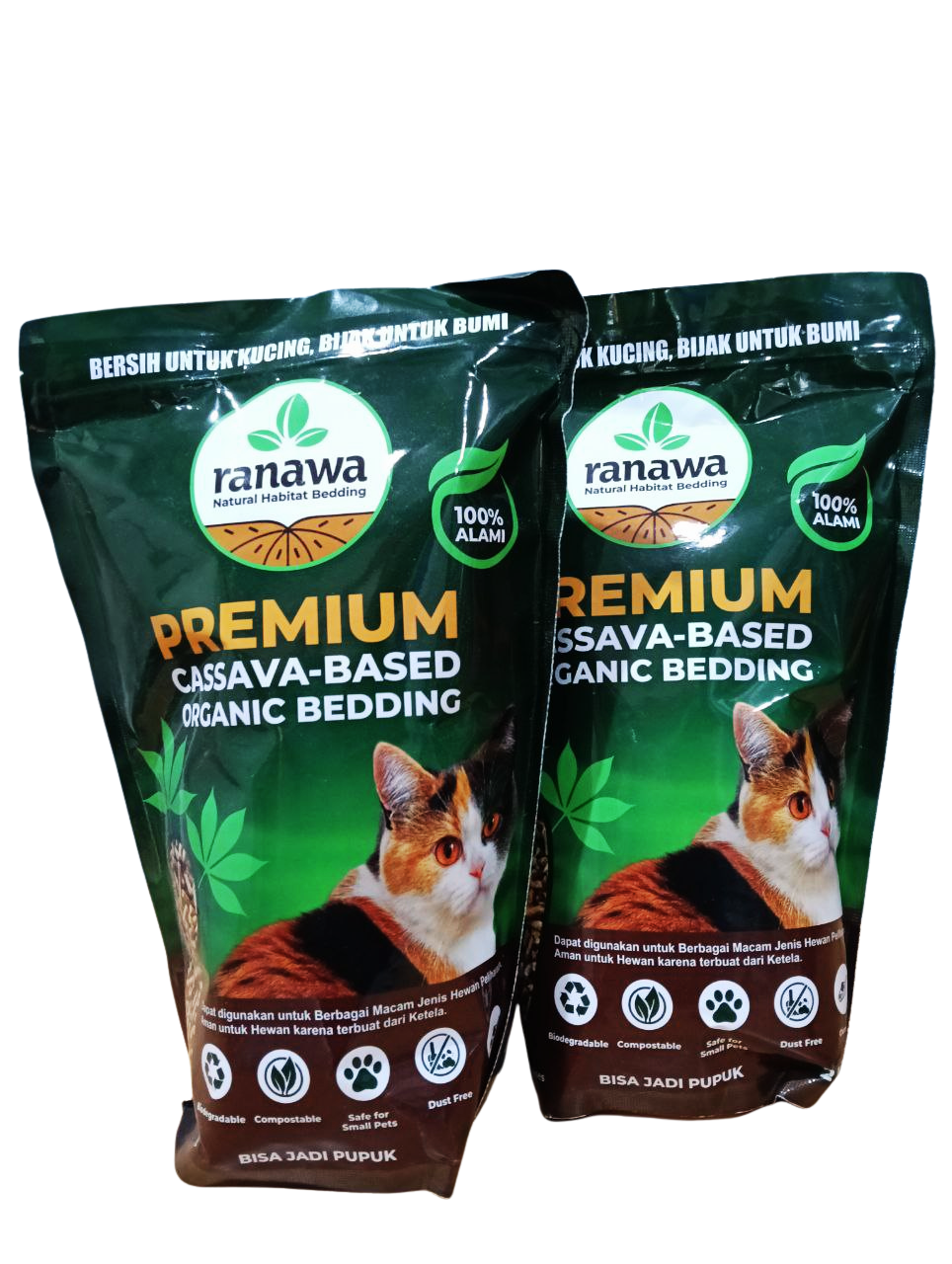 RANAWA Premium Cassava Cat Litter 2L - Pasir Kucing Organik Singkong Bedding Kelinci Hamster - Flushable & Dust Free