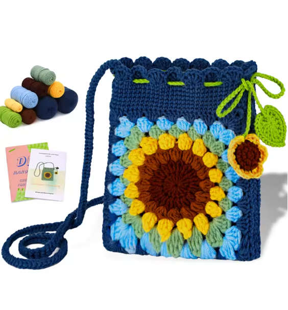 Handmade Crochet Sunflower Bag Kit