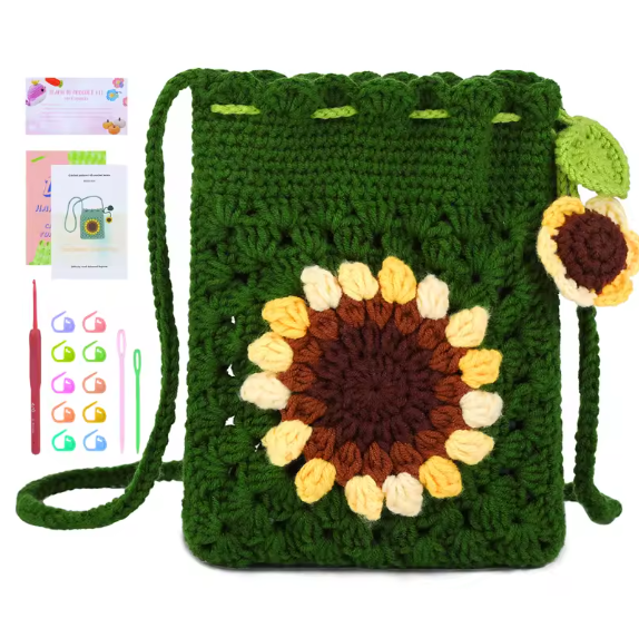 Handmade Crochet Sunflower Bag Kit