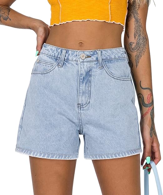 High-waisted denim shorts