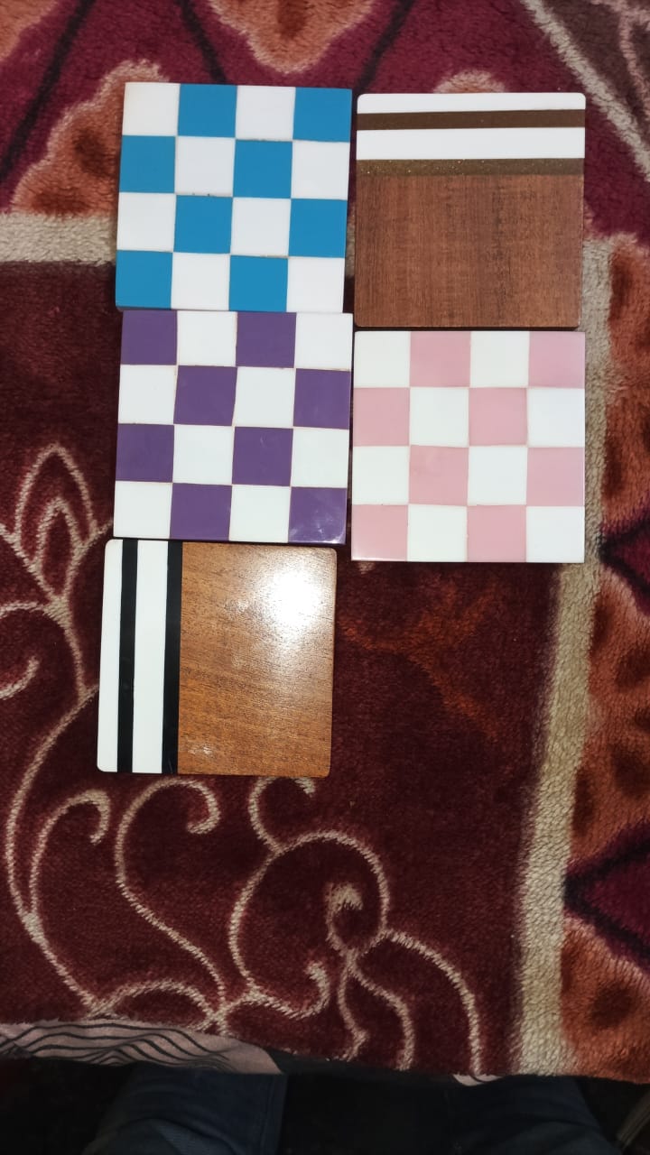 Decorative Wooden Coasters Set